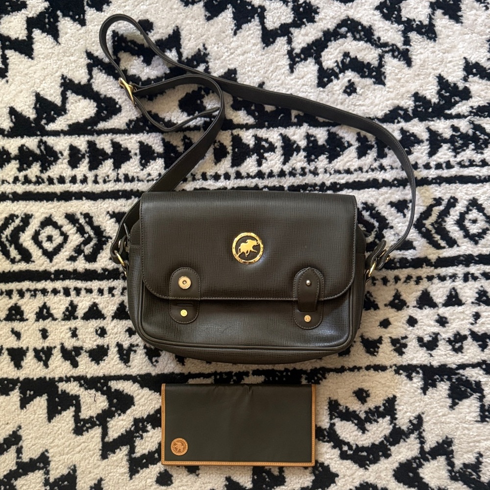 *Rare* Hunting World Green Leather Bag and Long Wallet